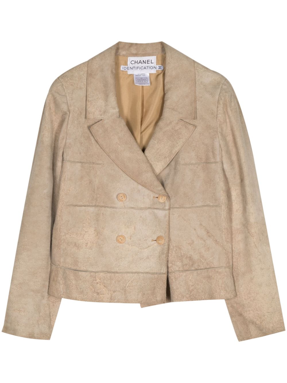 2000 double-breasted suede jacket - Neutrals