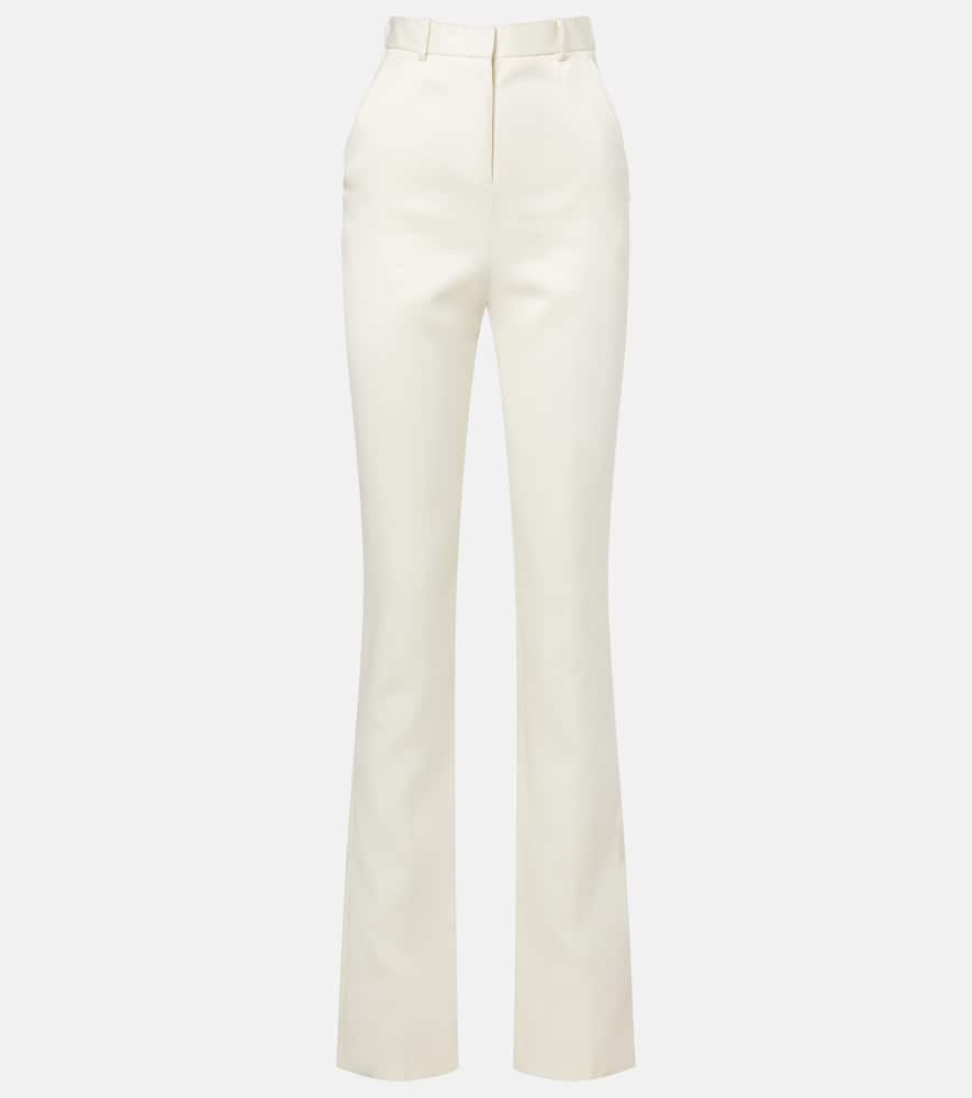 Lucia high-rise wool and silk slim pants