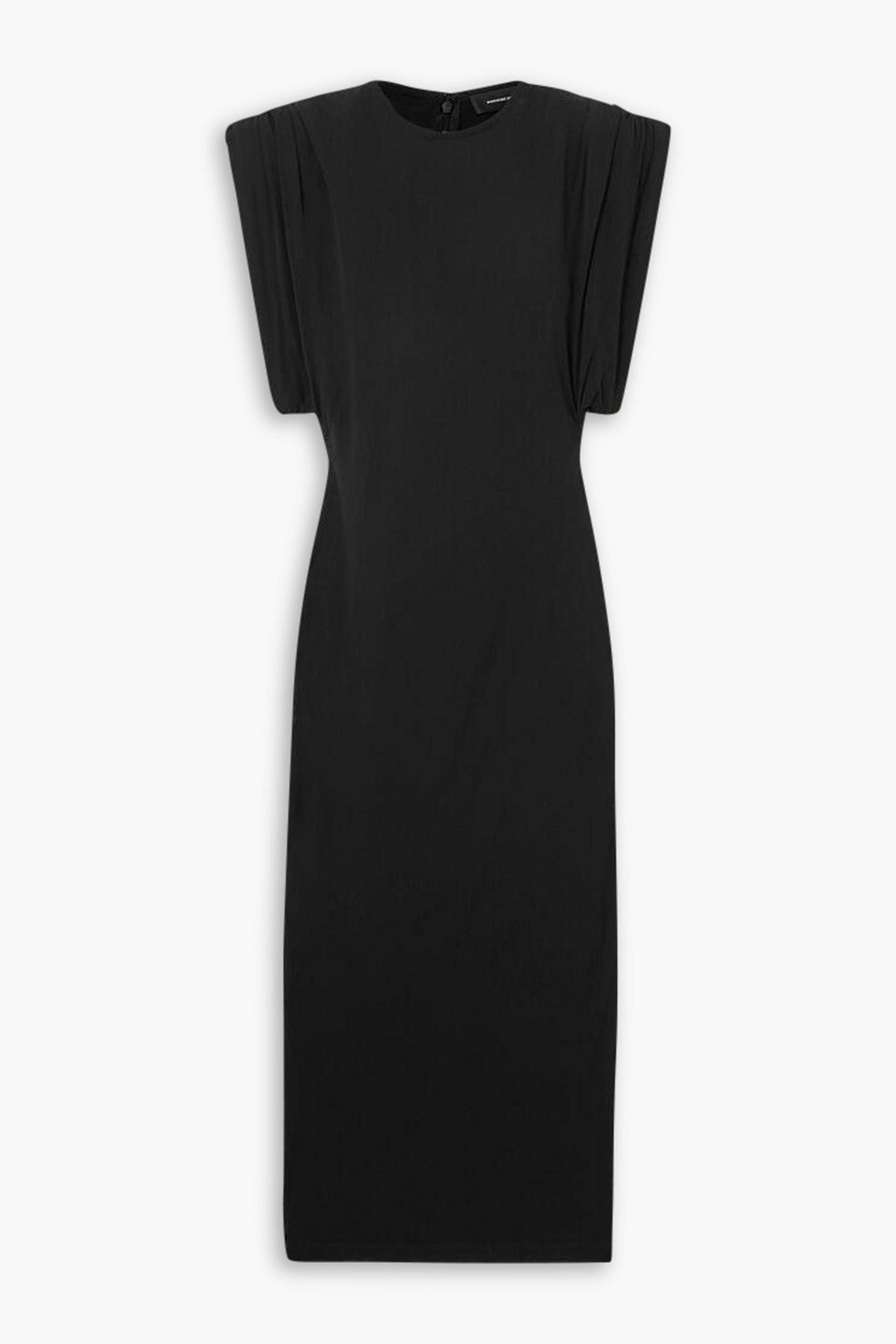 Ruched jersey midi dress - Black - XXS