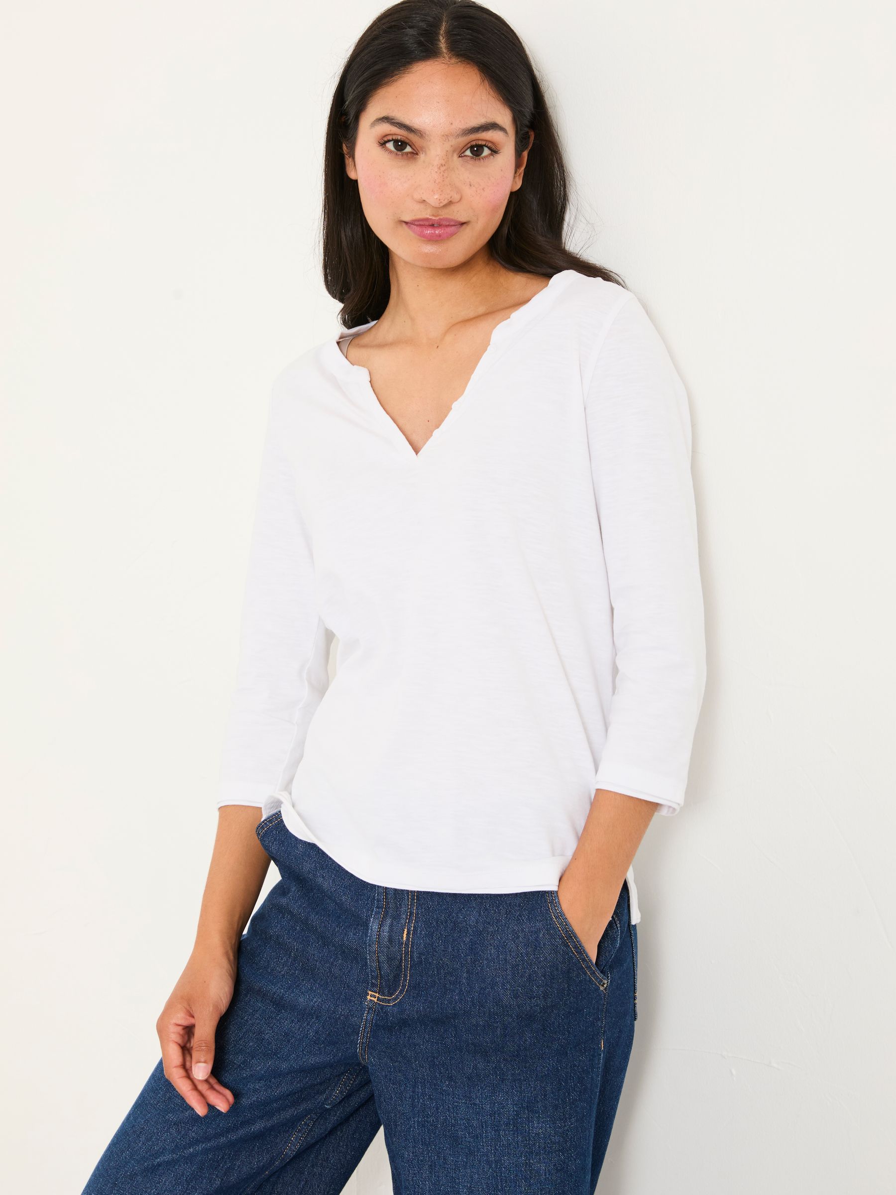 FatFace Aster White 3/4 Sleeve T Shirt