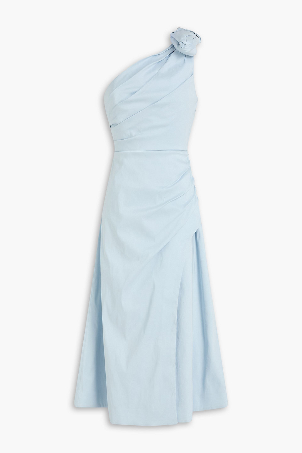 Beki one-shoulder ruched taffeta midi dress - Blue - 0