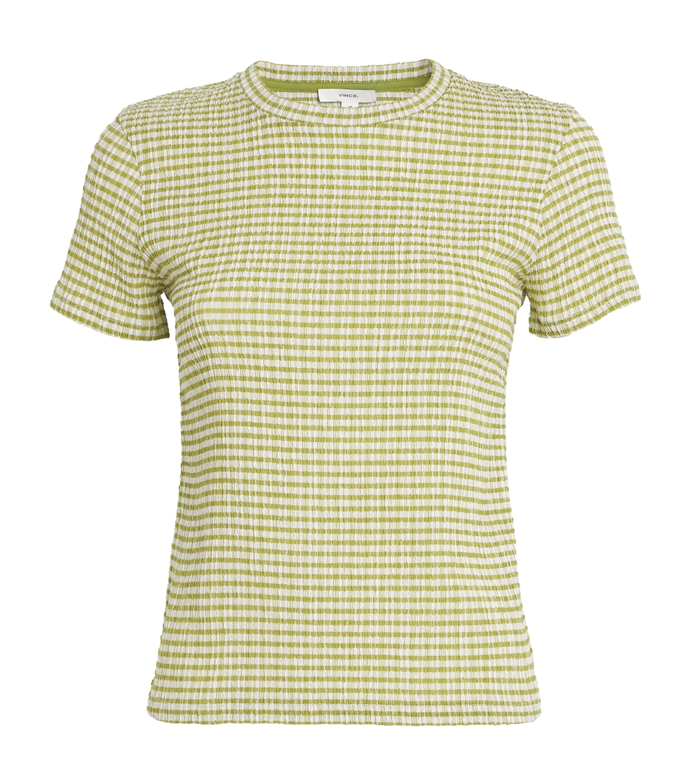 Vince Smocked Check T-Shirt