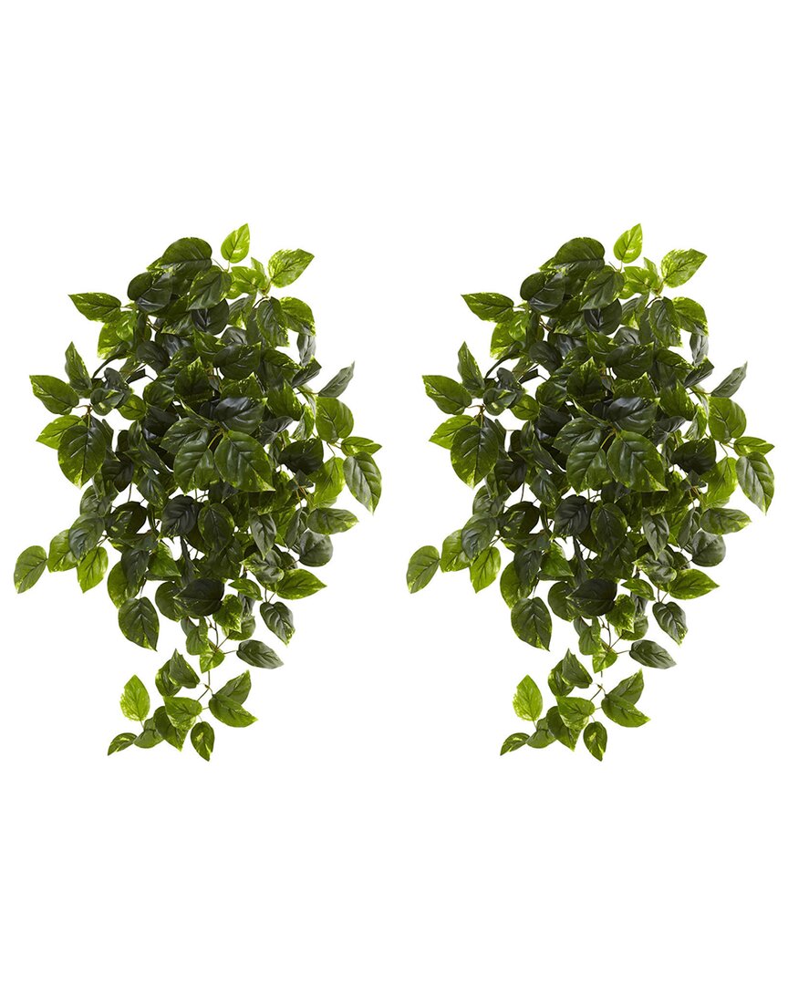 Set of 2 Indoor/Outdoor UV-Resistant Artificial Pothos Hanging Plants