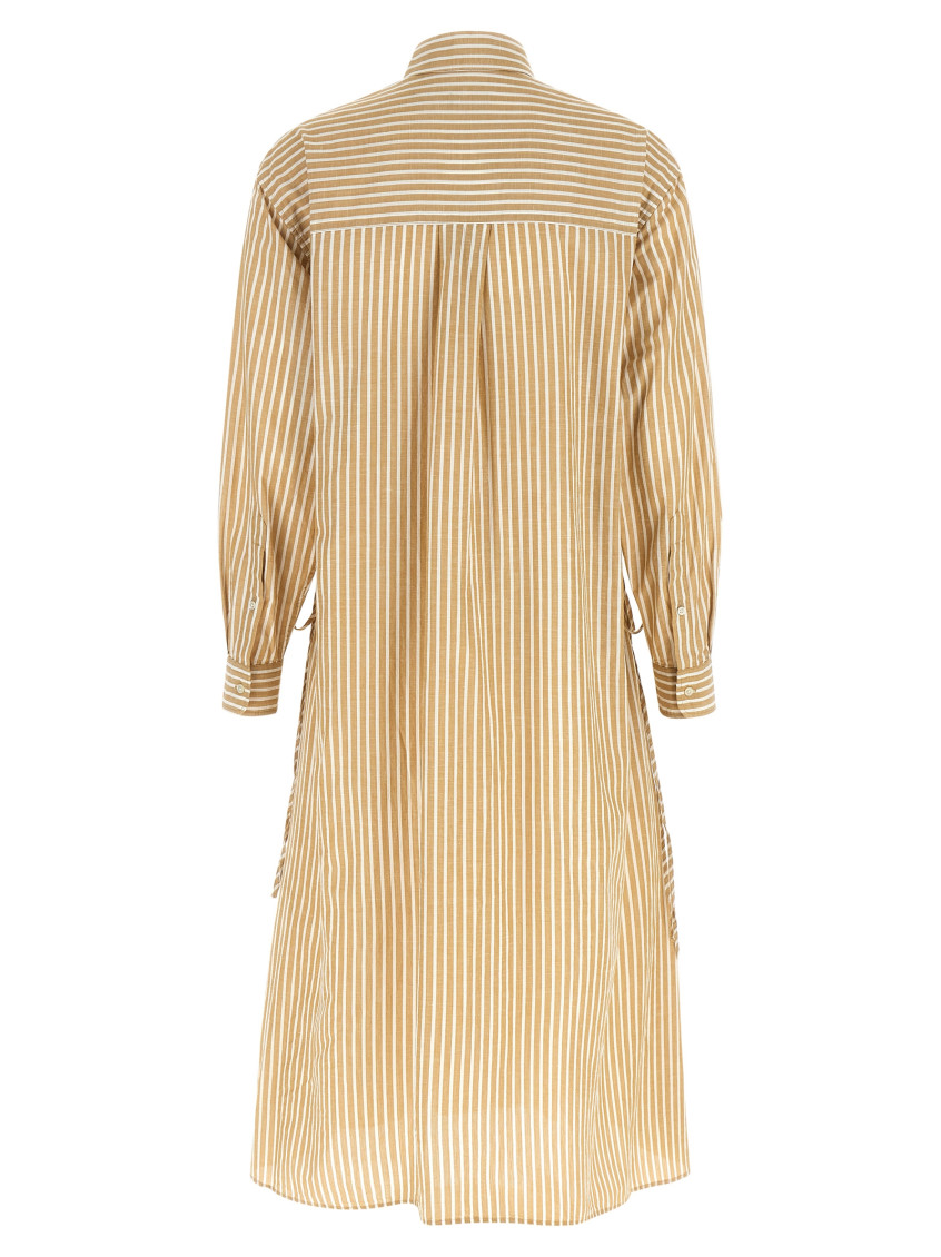 Light Brown Stripes Shirt Dress