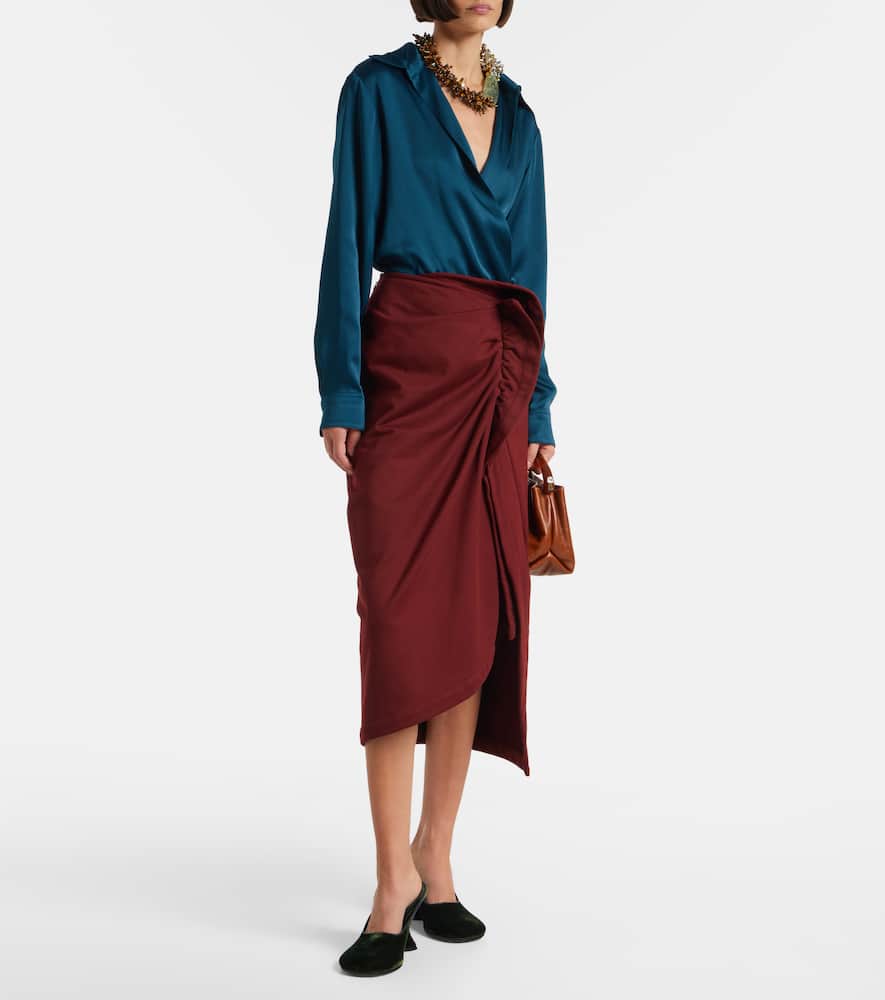 Ruffled cotton midi skirt
