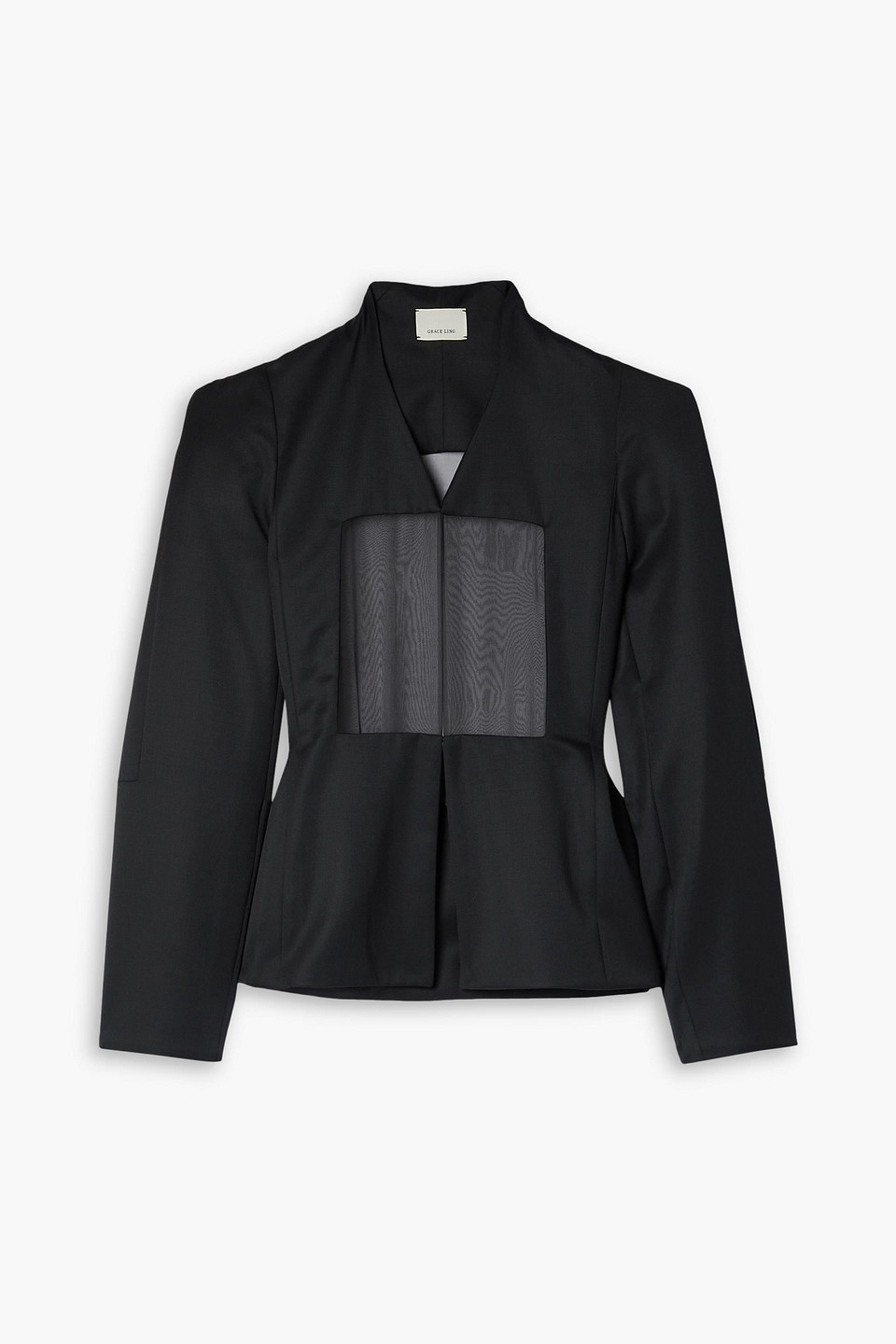 Paneled silk-chiffon and wool-twill blazer