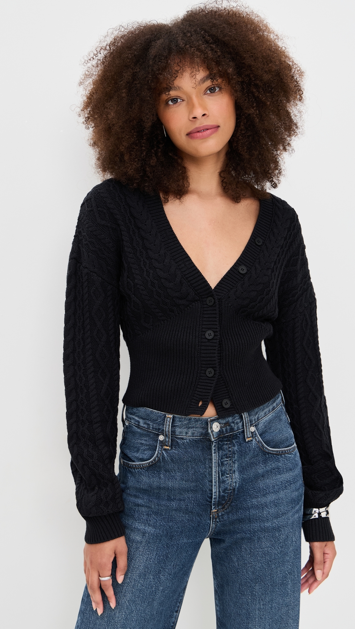 Emilia Sleeved Knit Cardigan Black