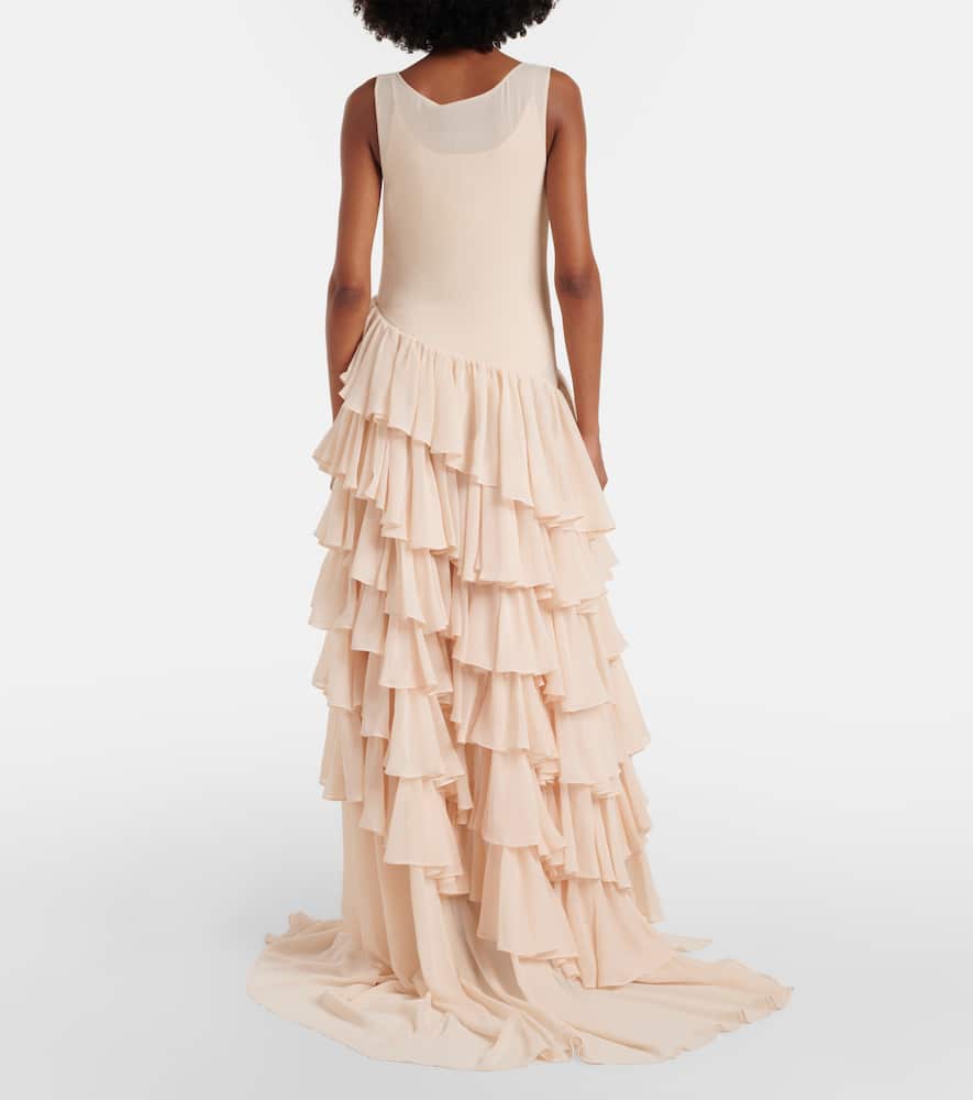 Tiered asymmetric maxi dress