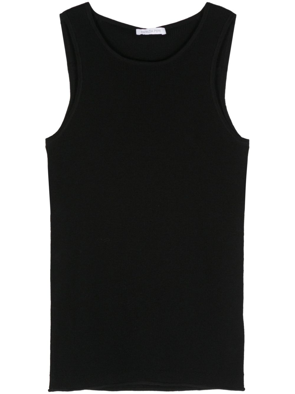 Fine-ribbed wool top - Black