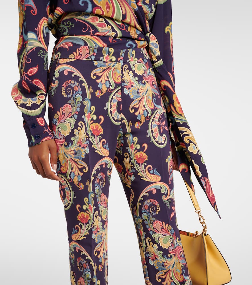 Paisley high-rise flared pants