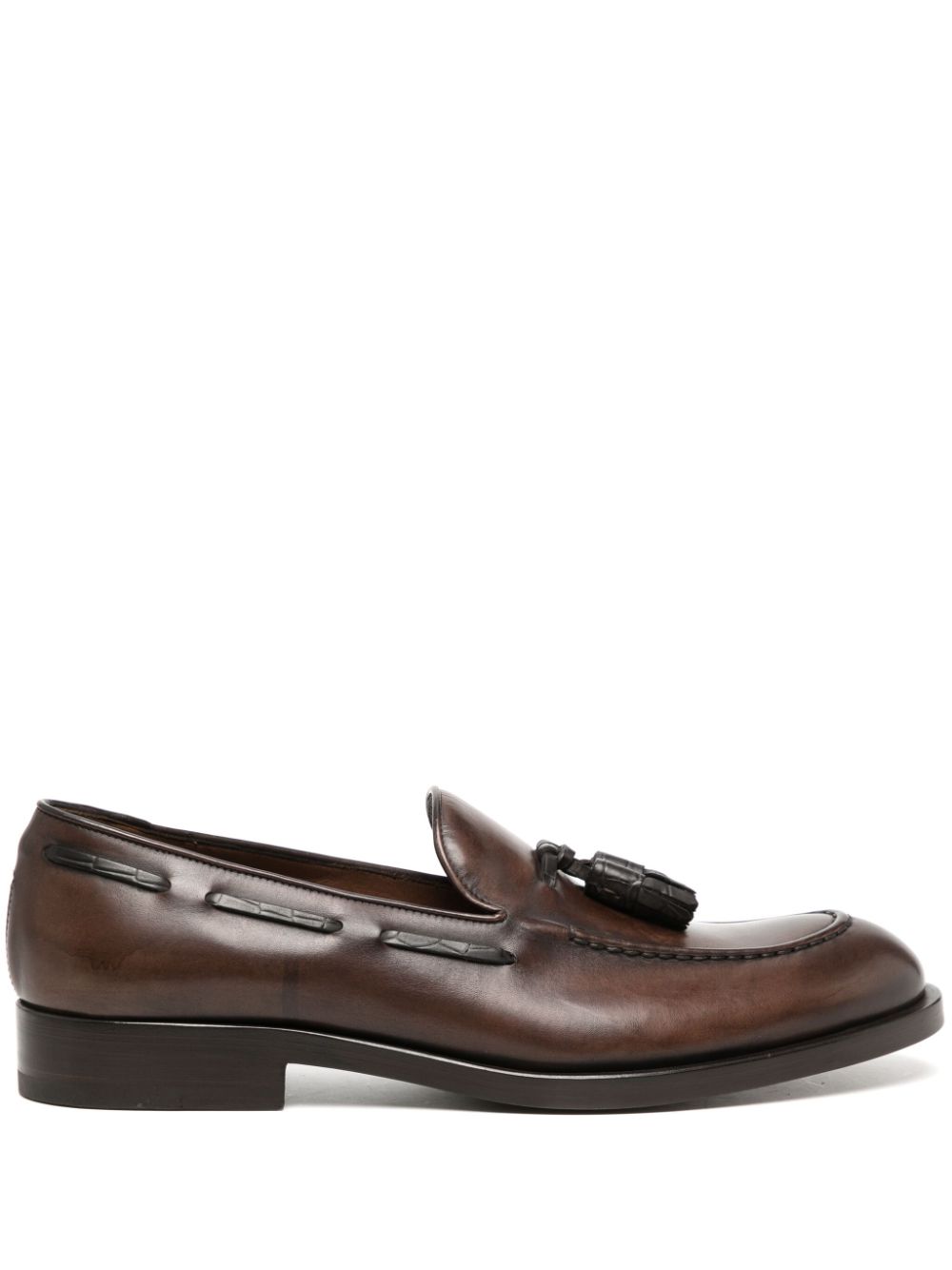 Almond-toe leather loafers - Brown