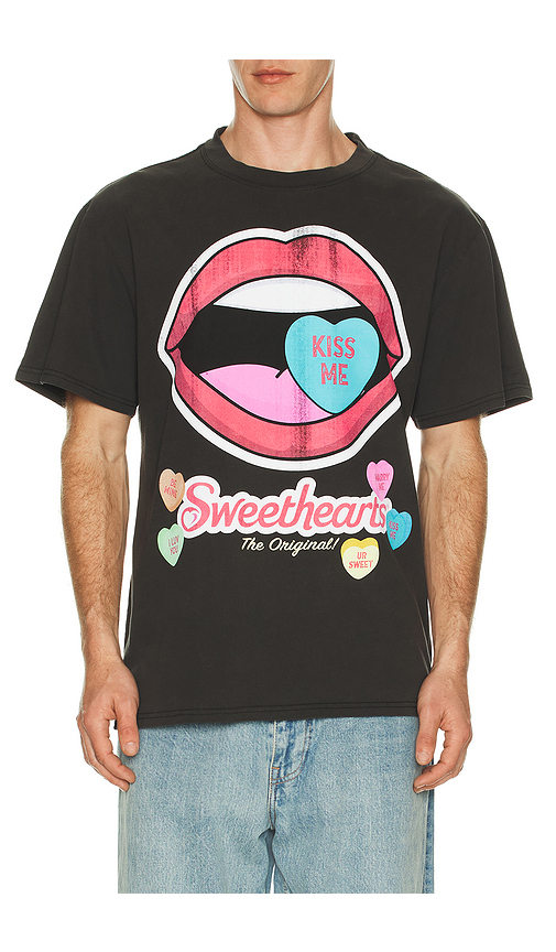 Philcos Sweethearts Kiss Me Tee in Black. M. Also in L, XL/1X