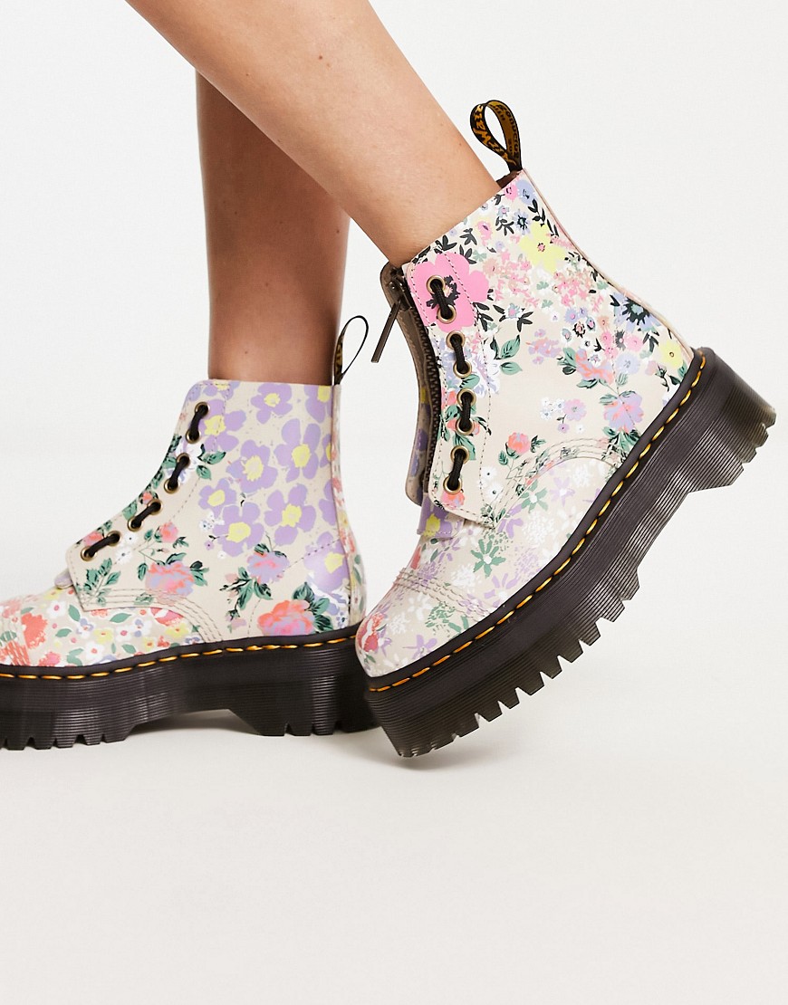 Sinclair flatform boots in floral mash up-Multi