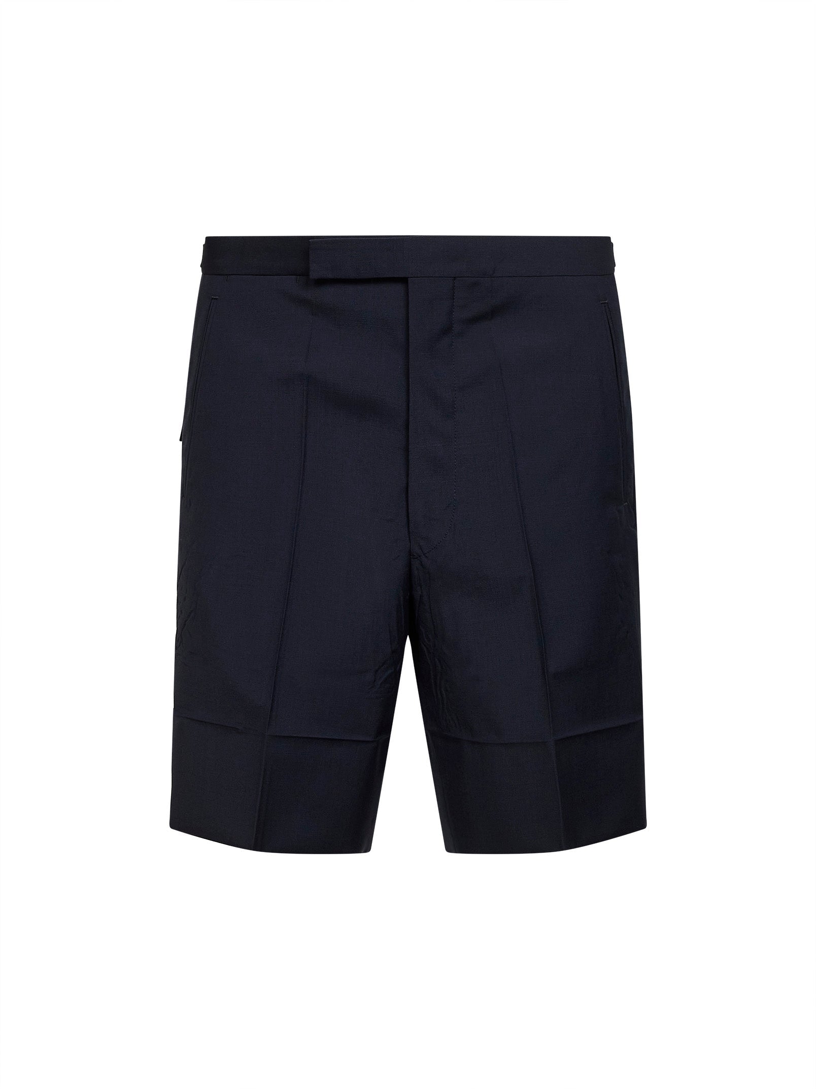 Virgin Wool and Mohair Tailored Bermuda Shorts — Navy