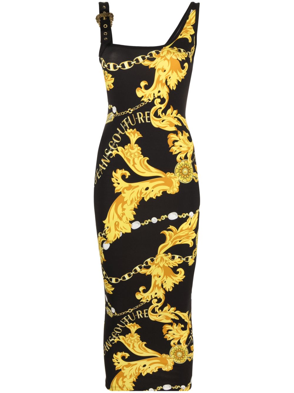 Logo Couture buckle-strap mididress - Black