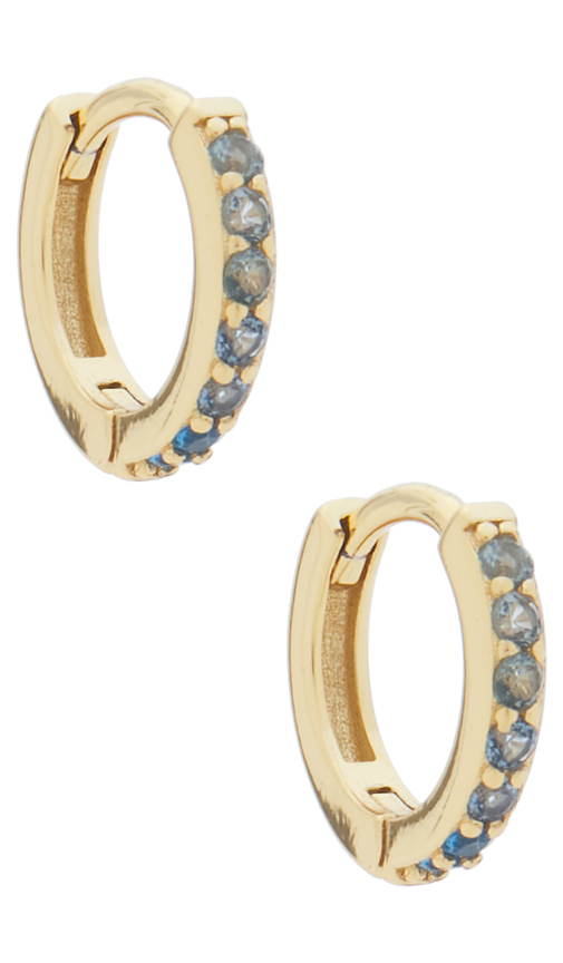 SHASHI Micro Teeny Tiny Pave Huggie in Blue