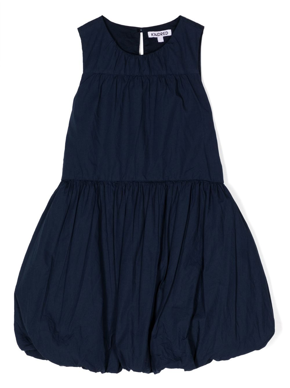 Puffball-hem organic-cotton dress - Blue