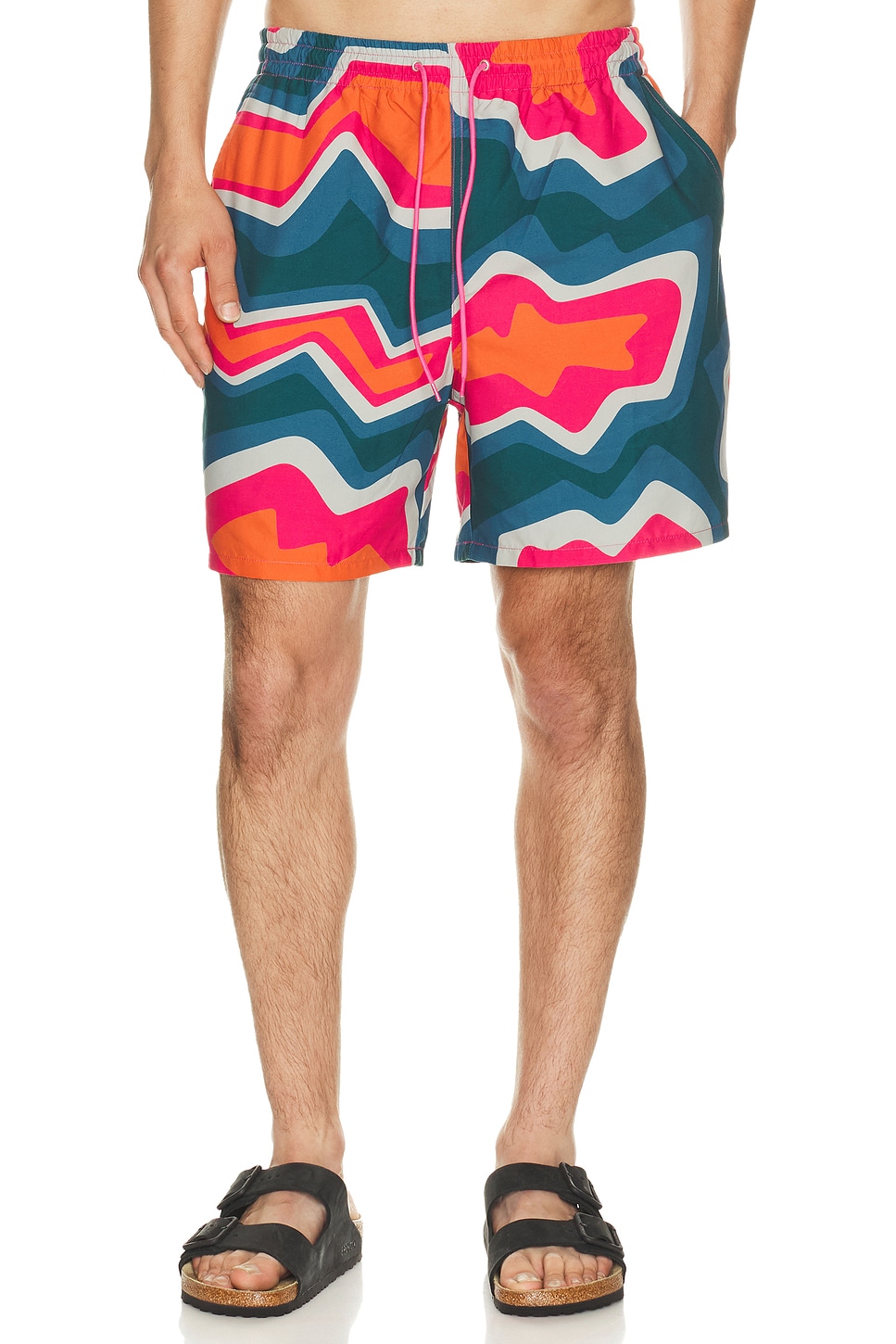 By Parra Gem Stones Swim Shorts in Pink - Multi. S also in M, L, XL/1X, XXL/2X
