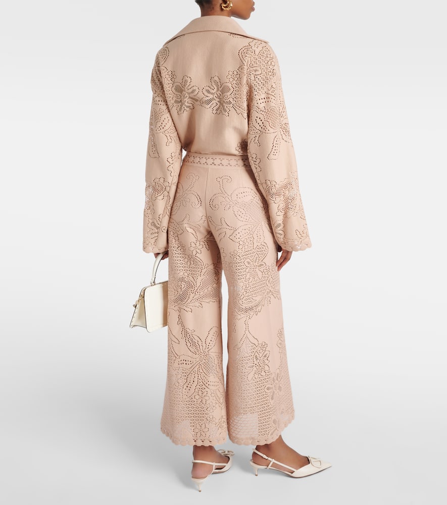 Guipure lace wide-leg pants