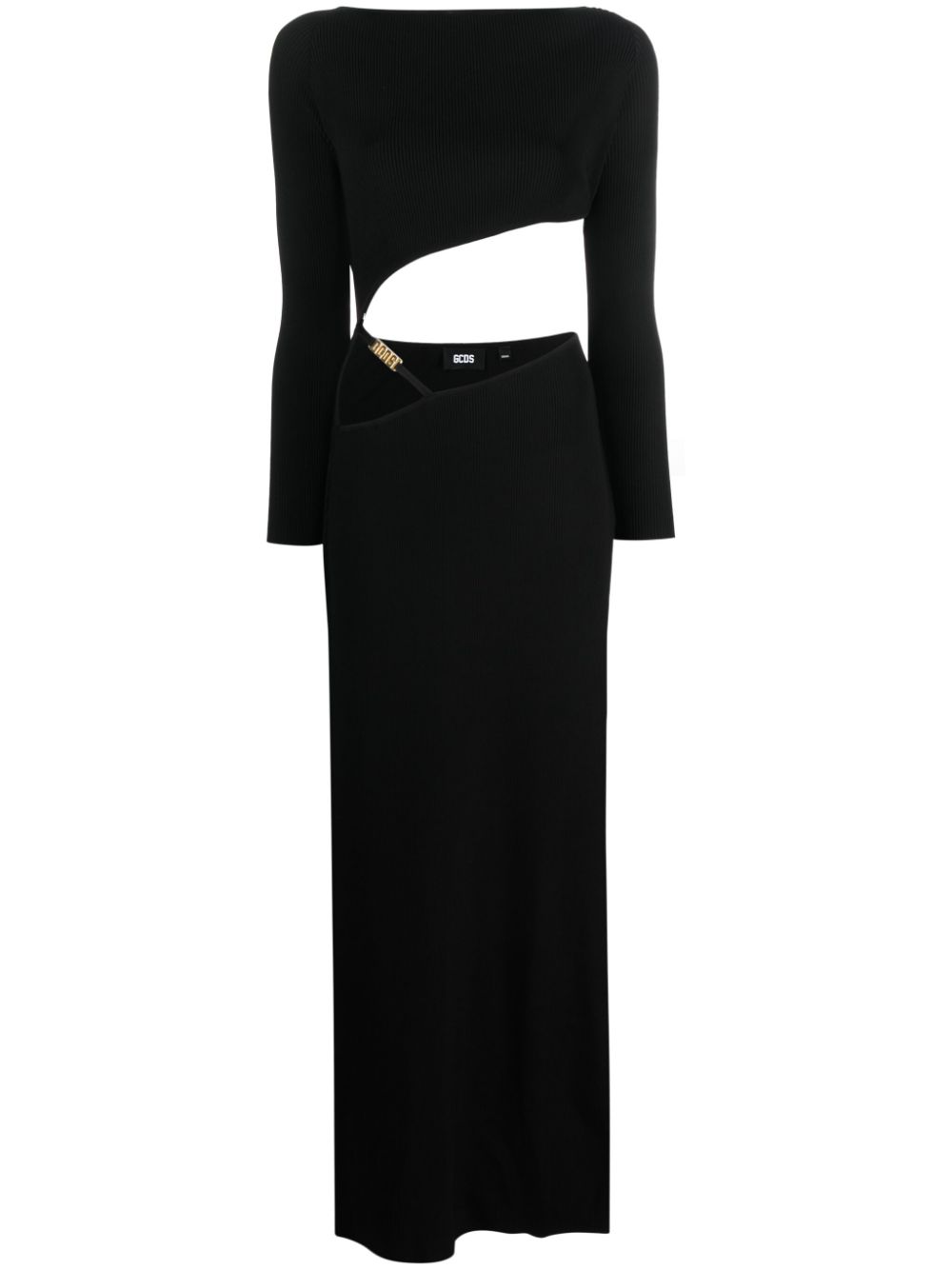 Asymmetric ribbed-knit dress - Black