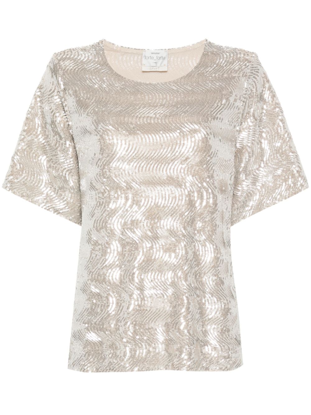 Sequinned short-sleeve blouse - Silver