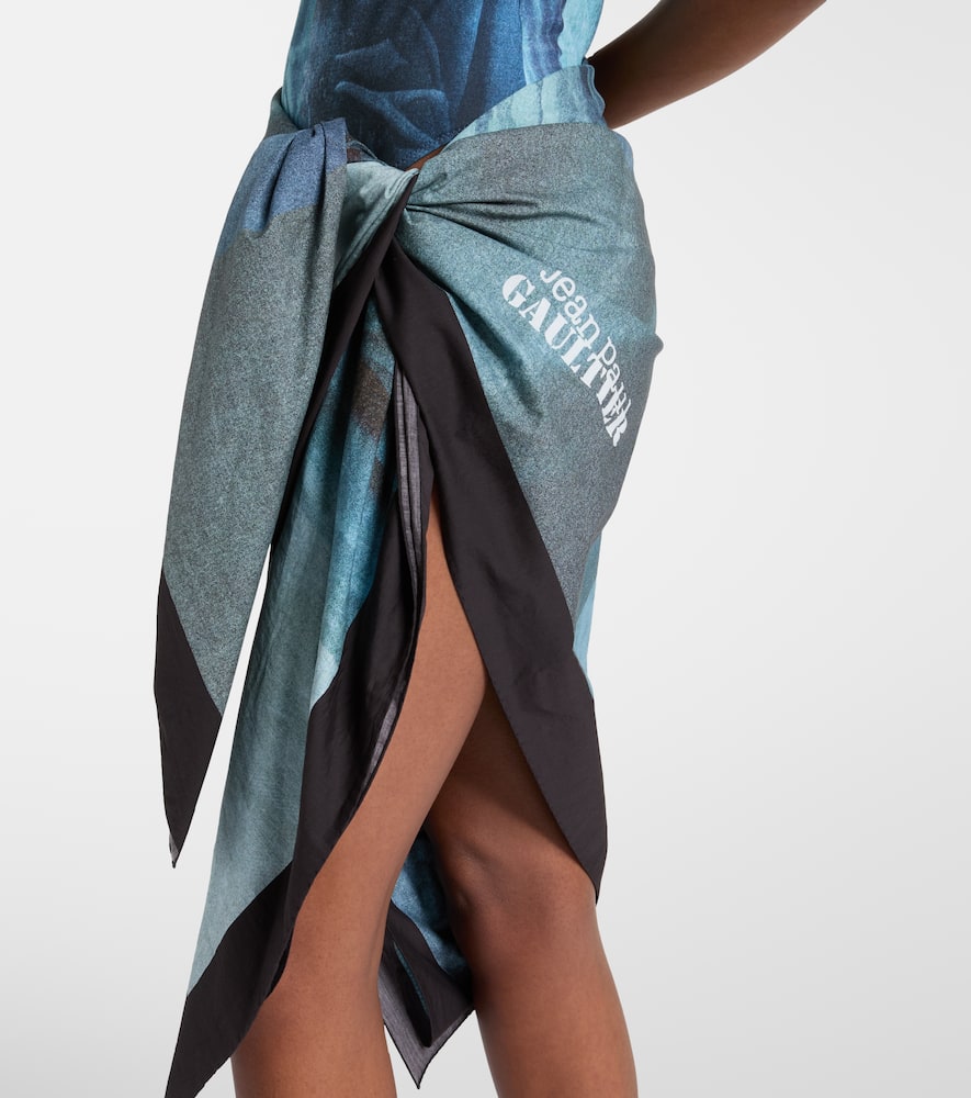 Printed cotton beach cover-up