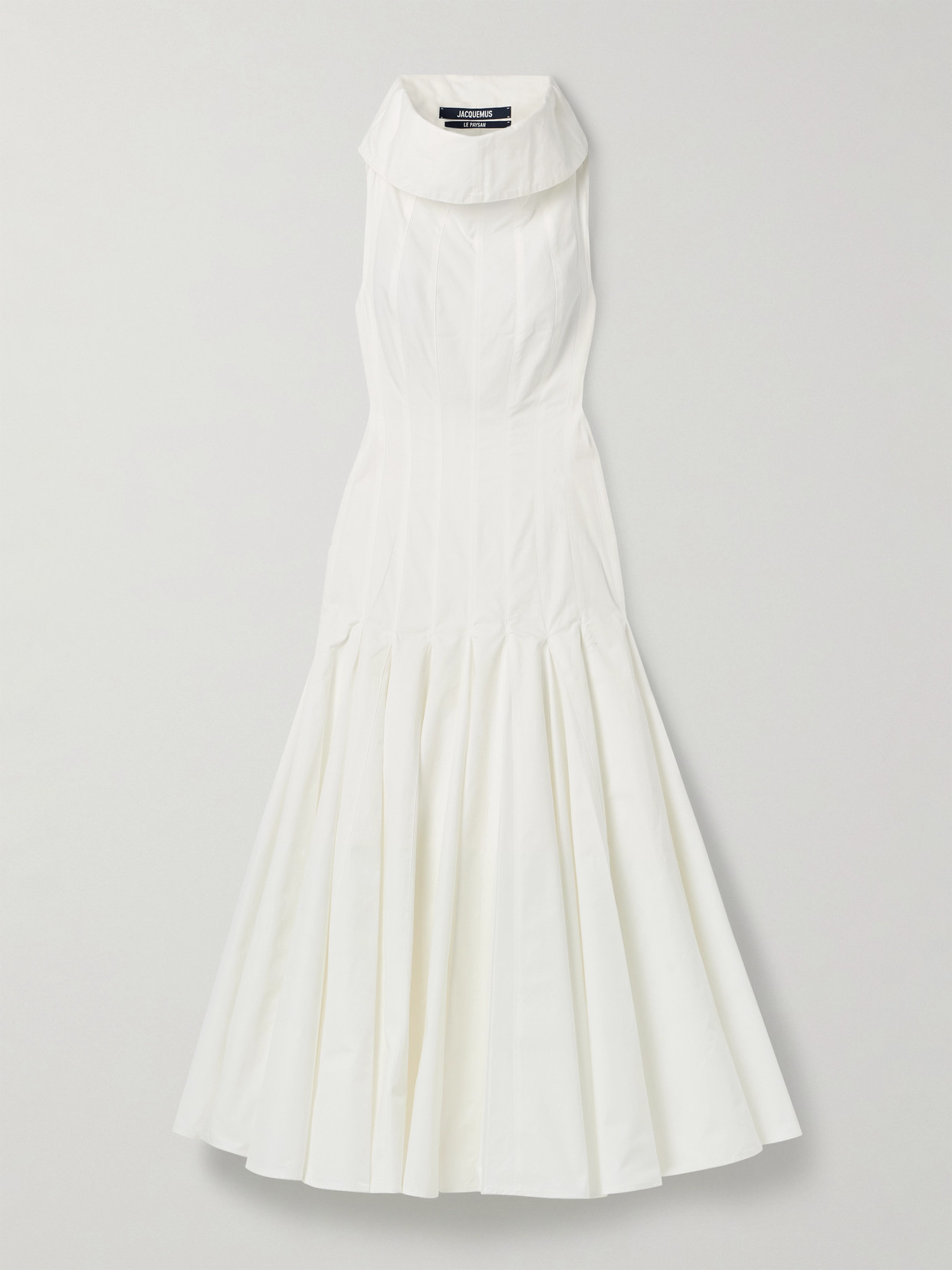 Triana Paneled Pleated Cotton-poplin Midi Dress - White