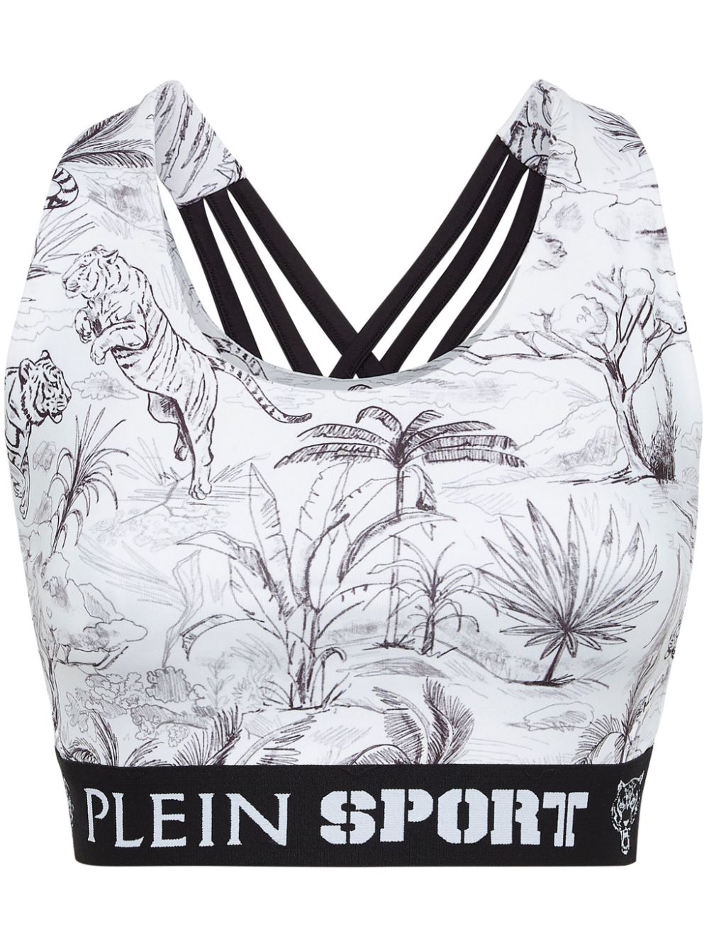Graphic-print cropped tank top - White