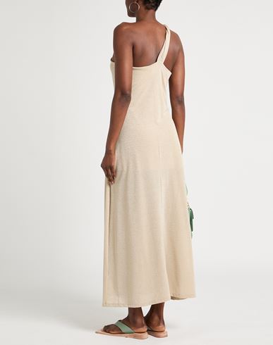 Woman Maxi dress Beige Size 6 Cotton, Polyester, Polyamide, Metallic Polyester, Elastane