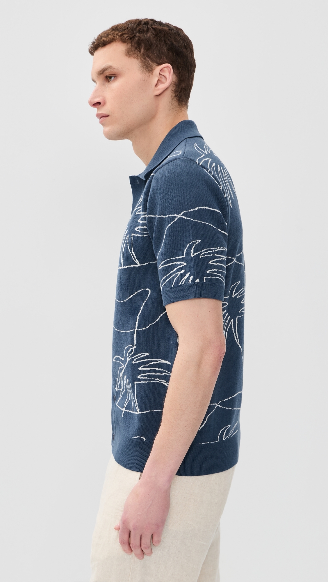 The Palms Knit Collared Shirt Blue