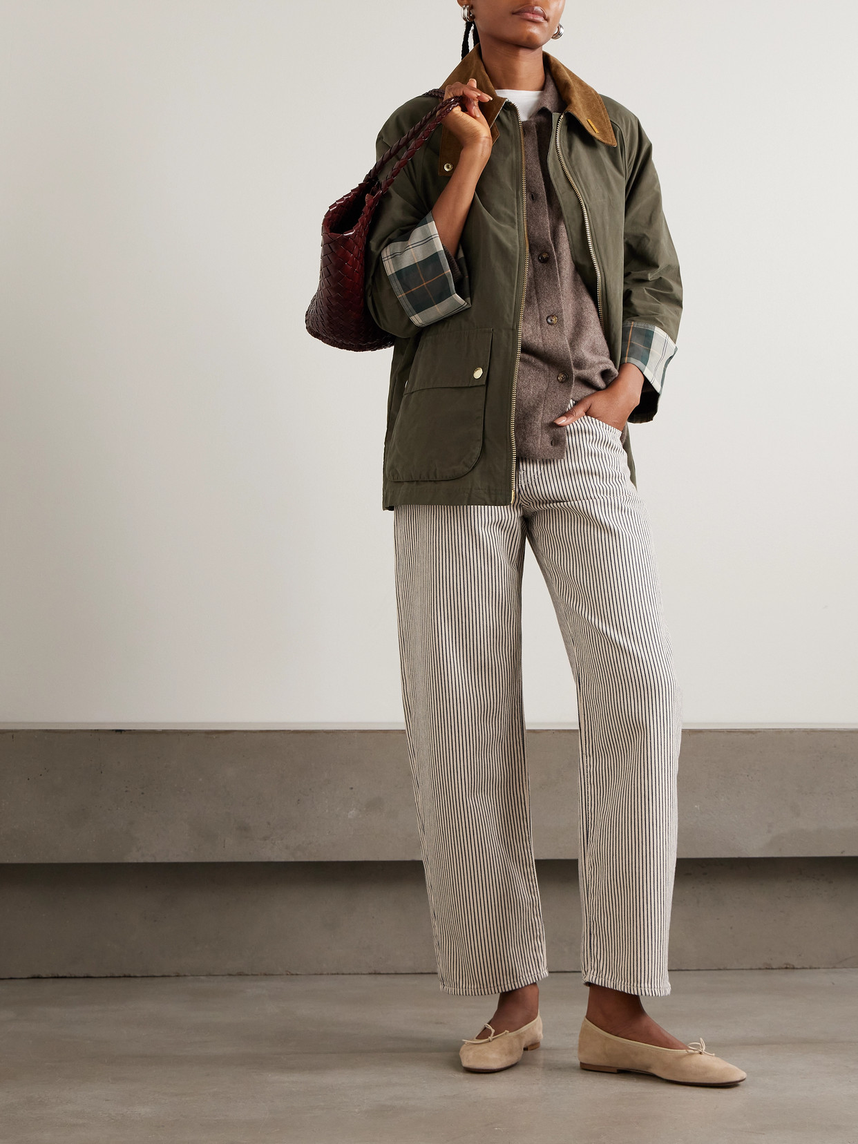 Icons Bedale Corduroy-trimmed Waxed Cotton-blend Jacket - Green