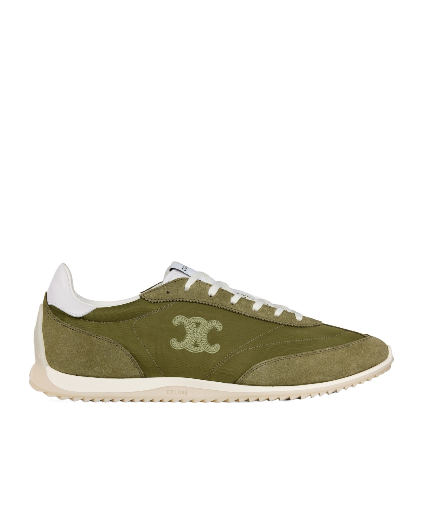 RACER LOW LACE-UP SNEAKER WITH TRIOMPHE IN NYLON, SUEDE CALFSKIN AND CALFSKIN