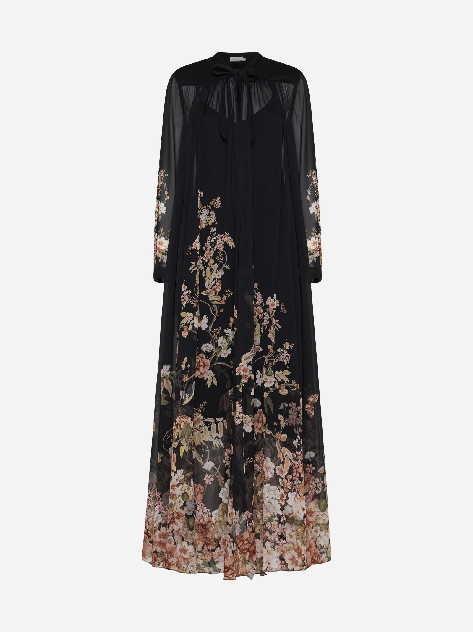 Natura print viscose long dress