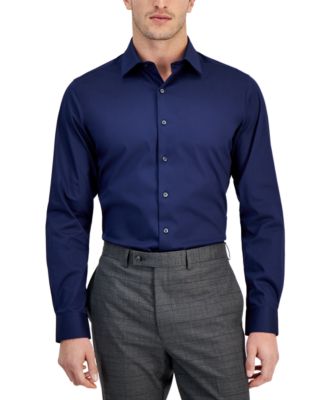 Mens Temperature Regulating Solid Dress Shirt Slim Regular Fit