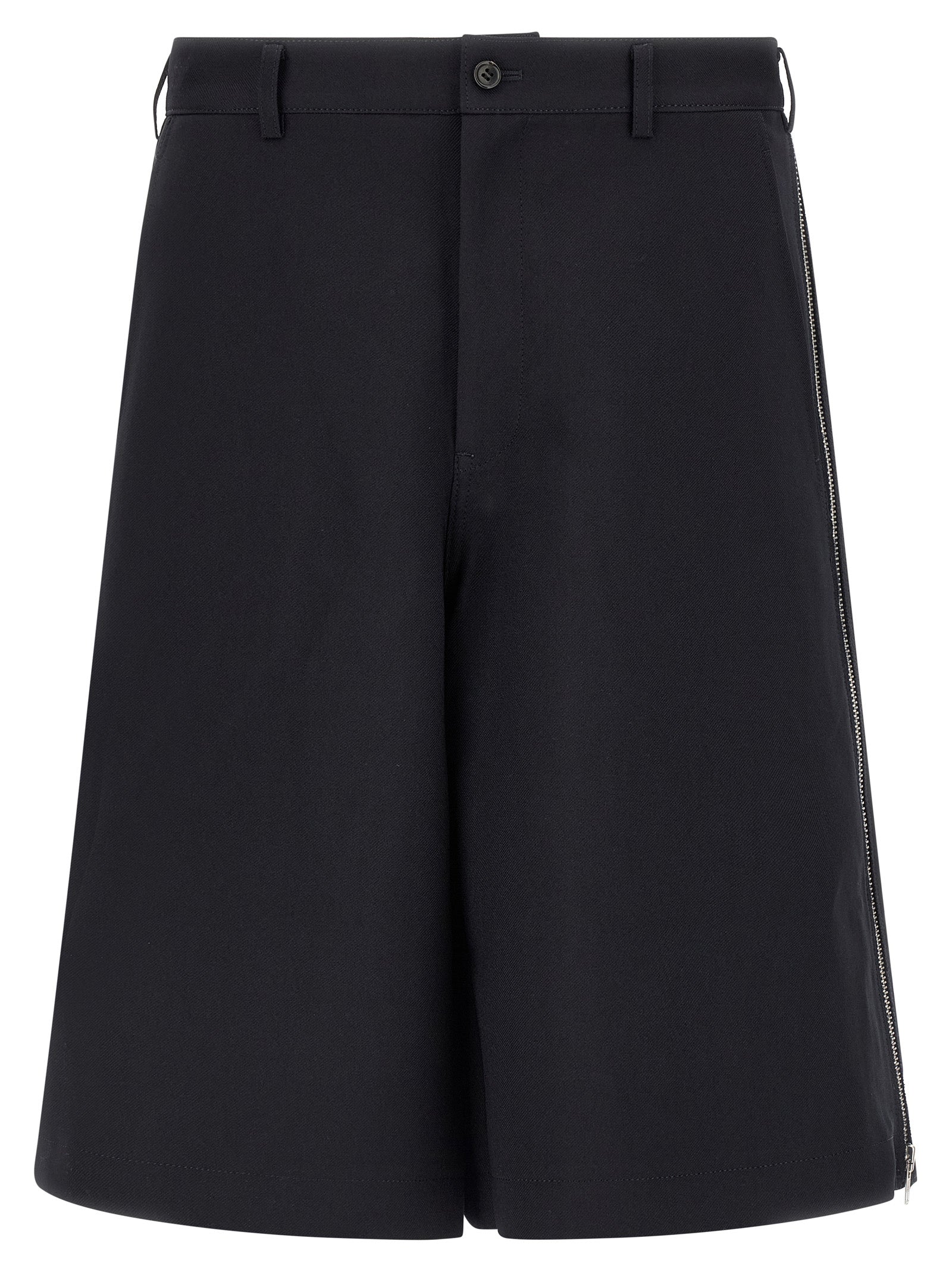 Herringbone Polyester Bermuda Shorts — Black