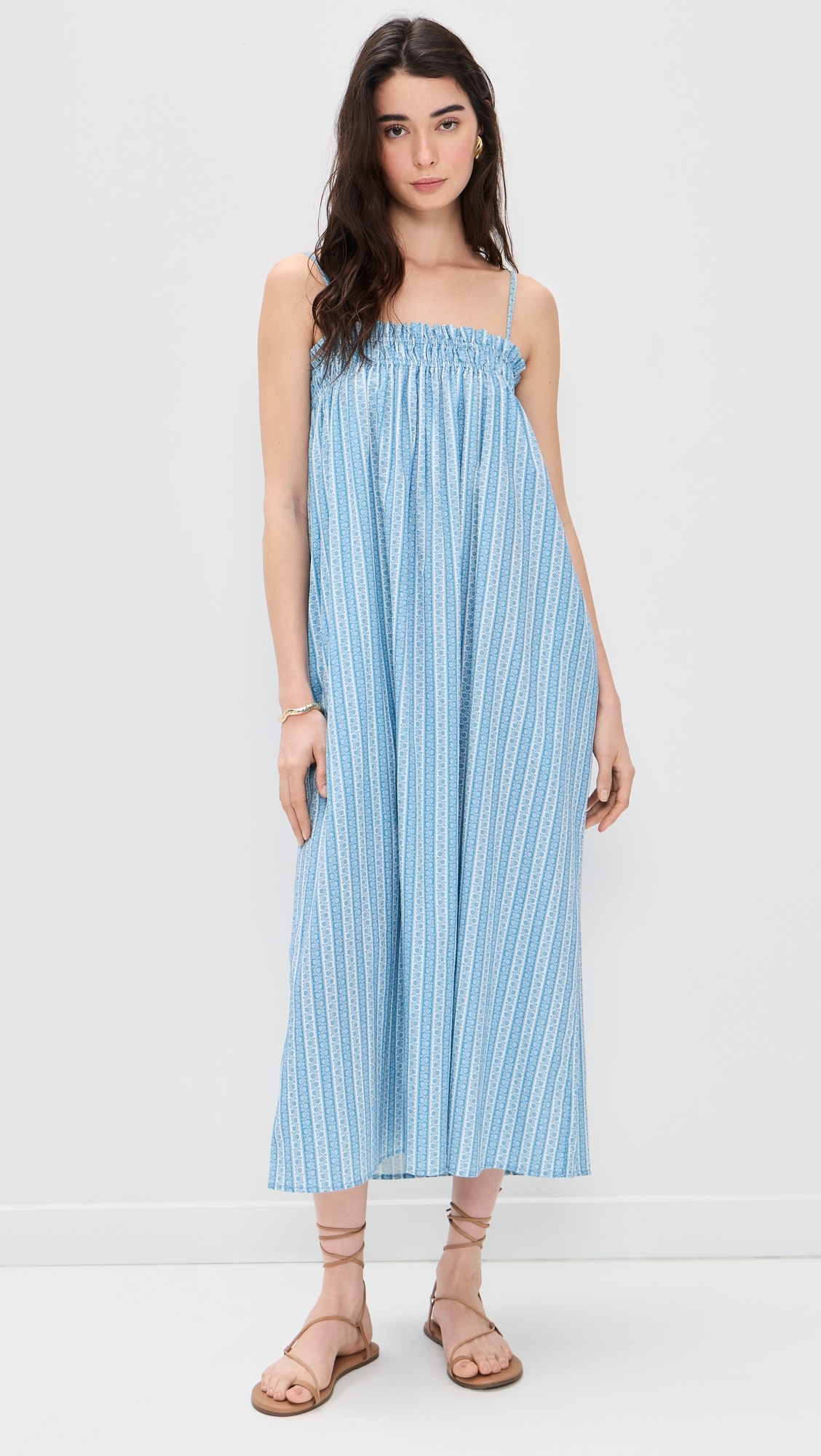 Sammy Dress Blue Floral Stripe