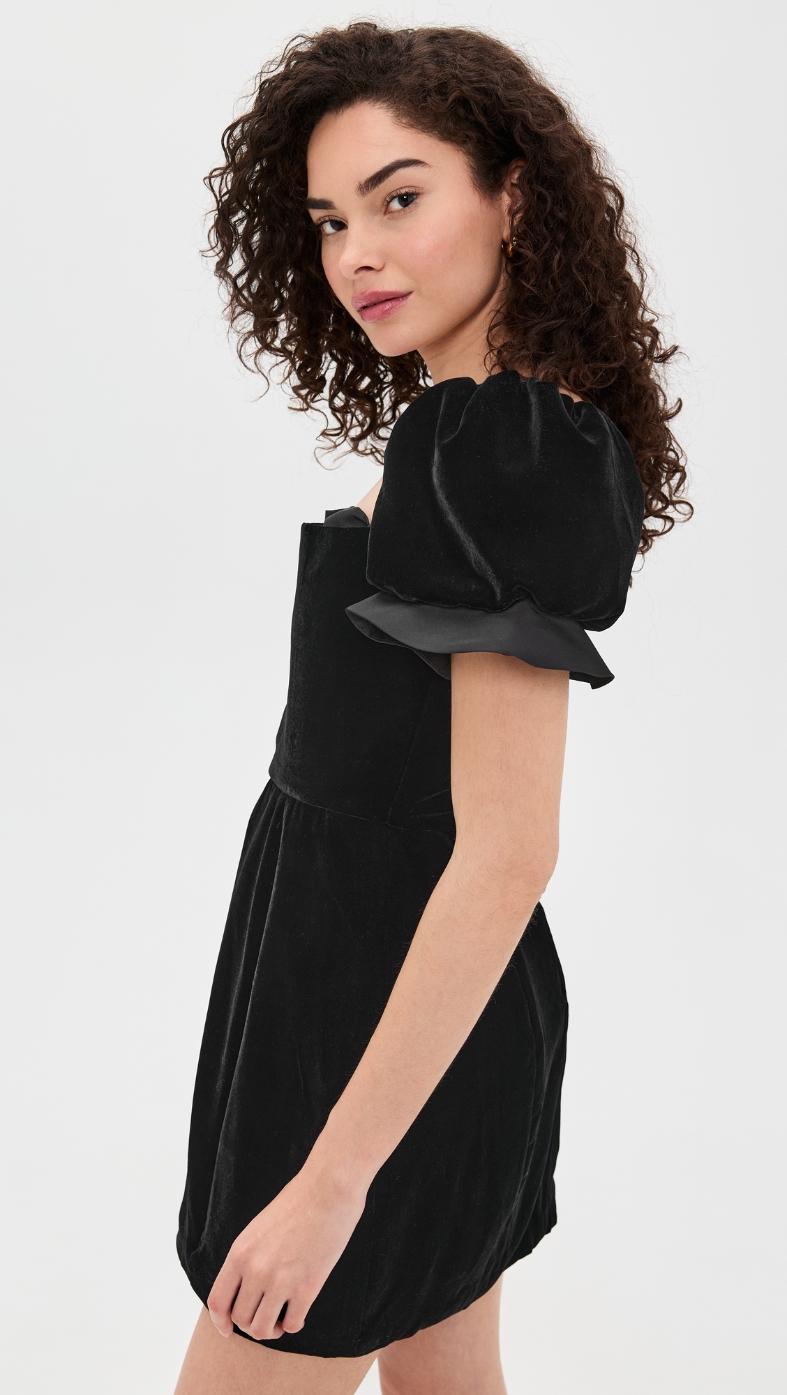Rose Velvet Mini Dress Black Velvet