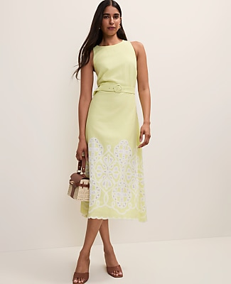 Ann Taylor Eyelet Halter Midi Dress