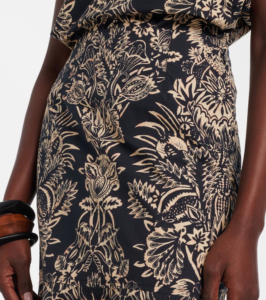 Clarisse printed cotton poplin midi skirt