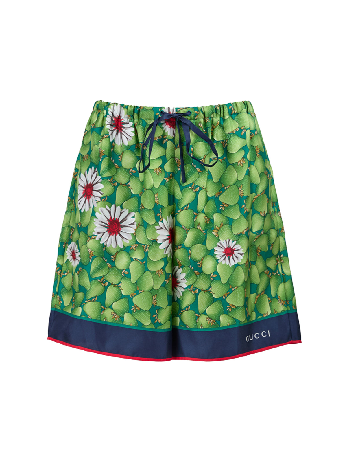 Floral-Printed Silk Shorts — Green