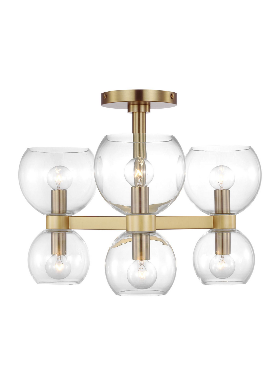 Visual Comfort Studio Londyn 6-Light Ceiling Light in Burnished Brass With Clear Glass by Kate Spade New York