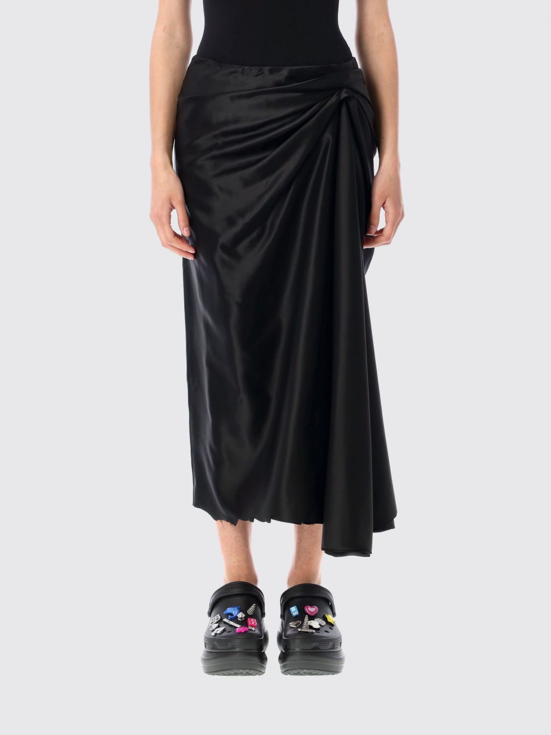 Satin midi dress - Black