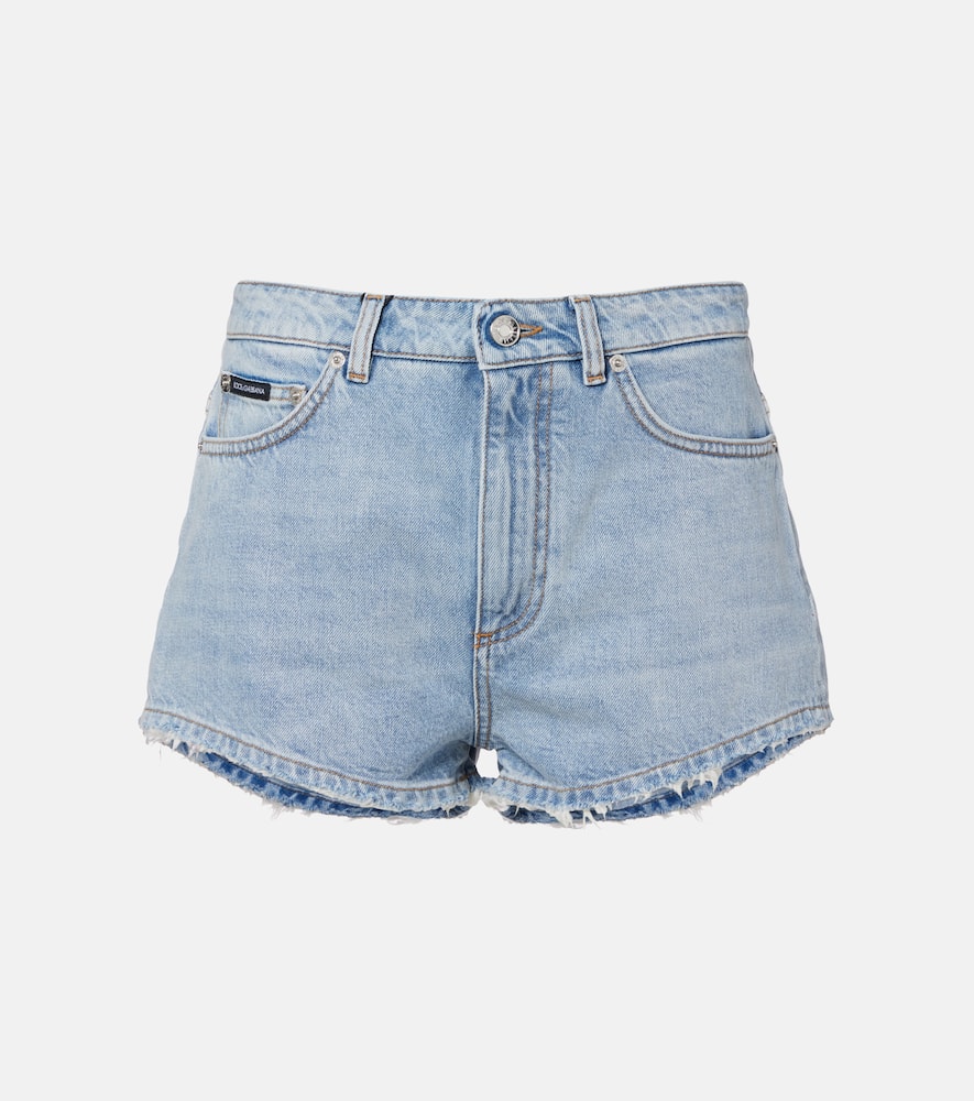 Frayed denim shorts