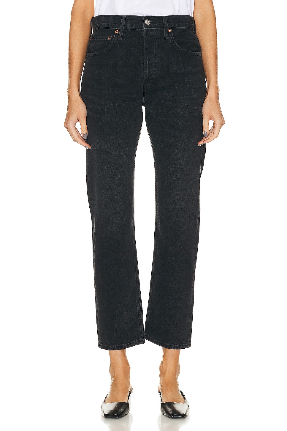 AGOLDE Parker Long Jeans in Hitch - Black. 33 also