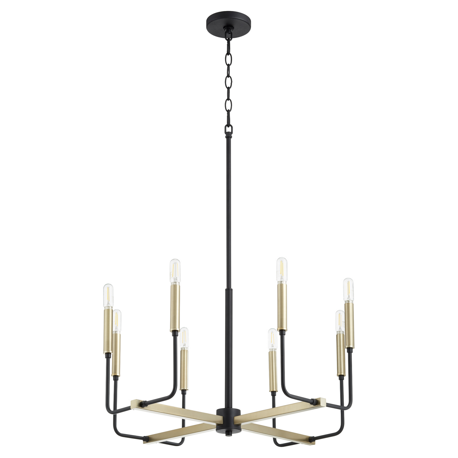 Lacy 8-Light Chandelier in Textured Black w with Aged Bra