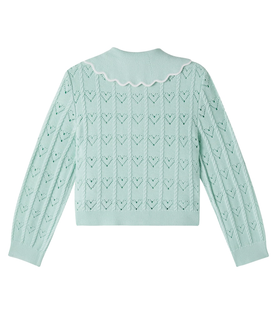 Embroidered pointelle cardigan