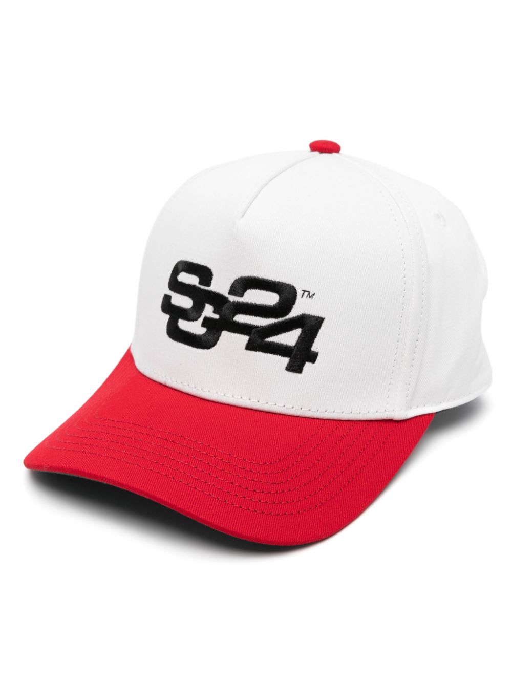 Motif-embroidered cap - White