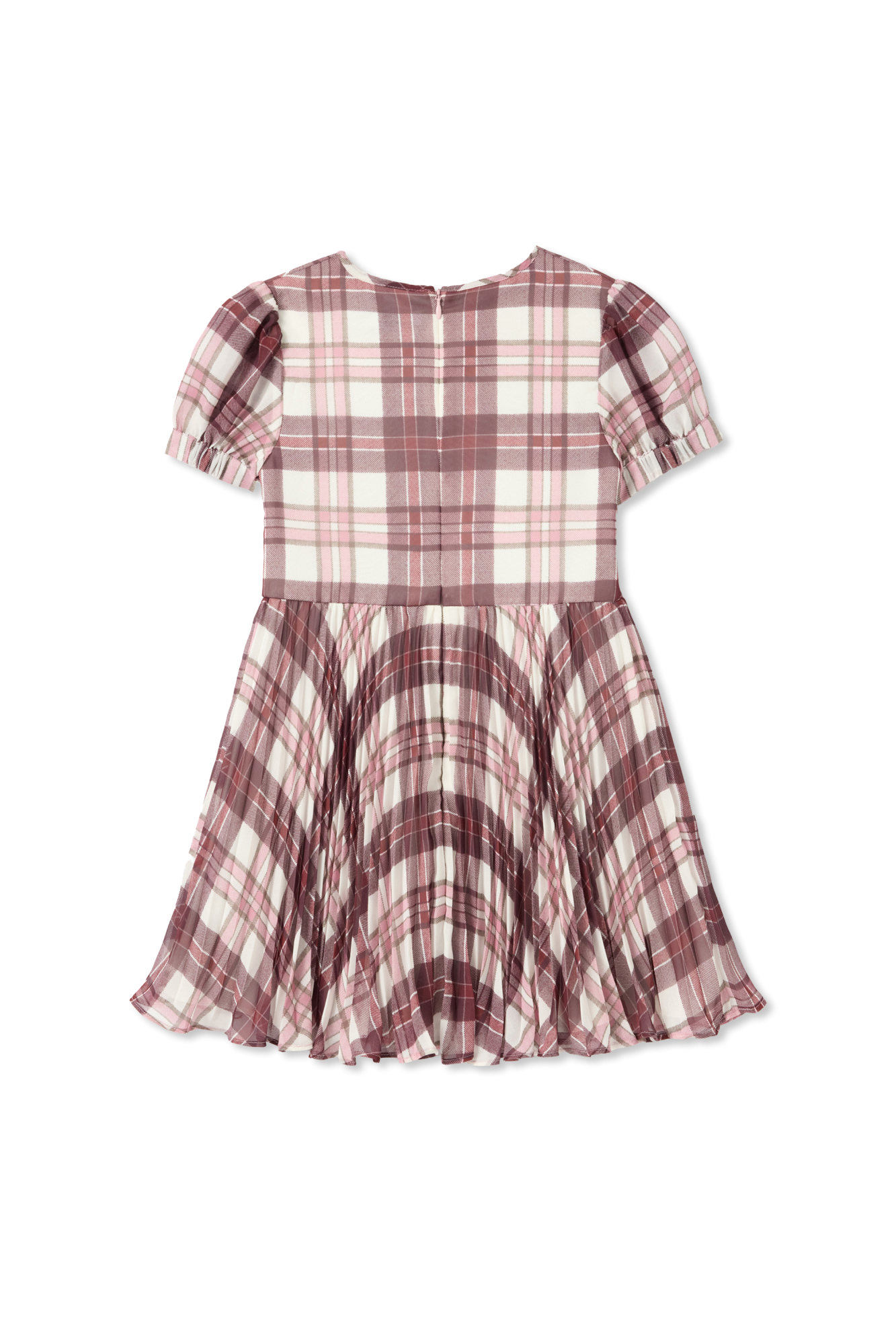 Dress With A Check Pattern, Unisex, Burgundy