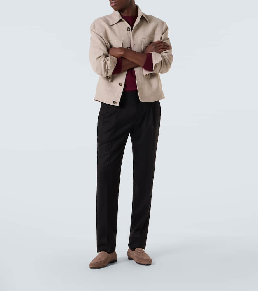 Virgin wool flannel tapered pants