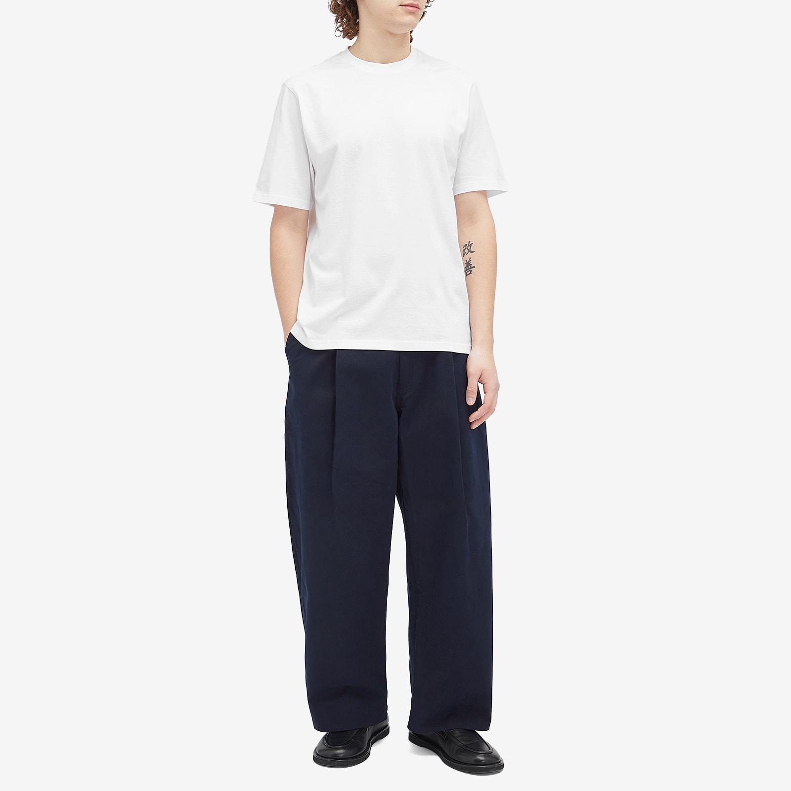 Men's Sorte Deep Pleat Volume Twill Pants in Dark Navy